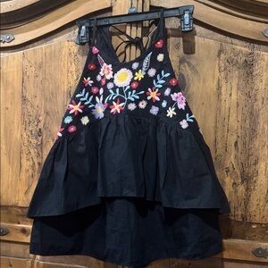 Zara Black Halter top with Floral Details